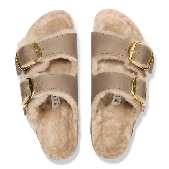 Birkenstock Arizona Big Buckle Shearling Color: Tobacco Brown - Picture 2 of 4